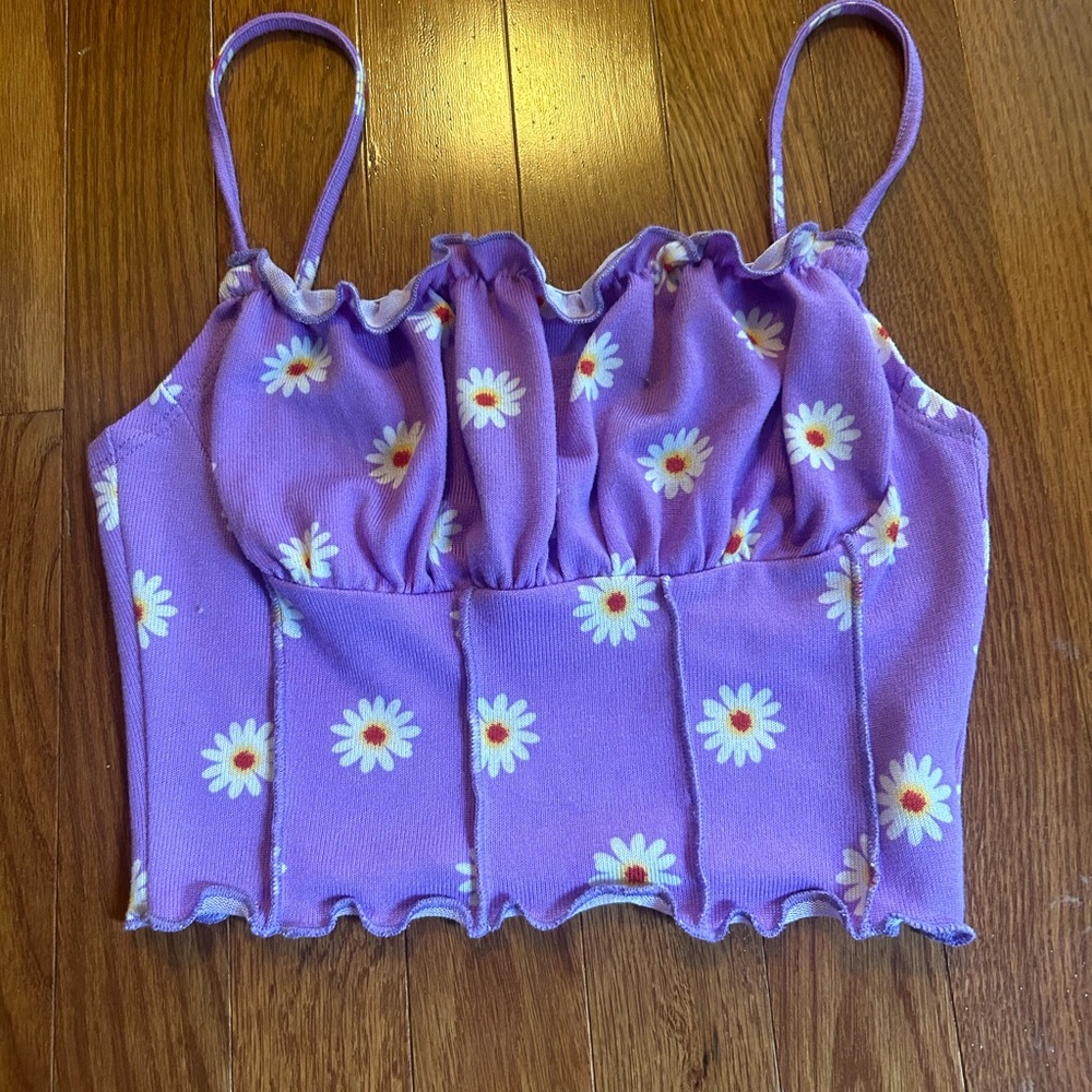 Shein Purple Flowered Crop Top
